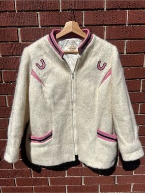 Dolores’ Unique Designs Mohair Wool Western Jacket Cream Pink XL